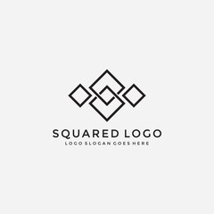Four squared luxury geometric emblem with overlapping elements logo vector image