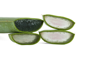 Sliced Aloe Vera leaf isolated on white background