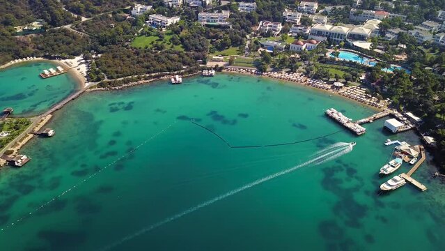 Drone view of Bodrum bays and beach