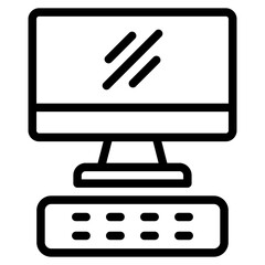 Computer line icon. PC, monitor, mouse, hardware vector design