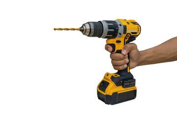 Power drill or Cordless screwdriver with battery for professional work in white background.