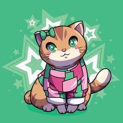 Vector design beautiful kittens in costume
