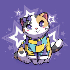 Vector design beautiful kittens in costume
