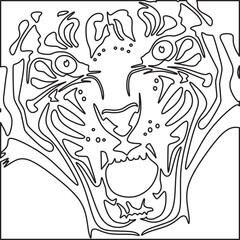 tiger outline , art line, vector illustration