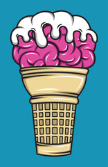 Brain Ice Cream Cone Illustration