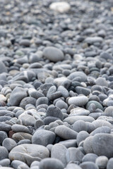 Rocky coastline. in Camogli, a fishing village and resort close to the peninsula of Portofino, in the Riviera di Levante, Genoa Liguria Italy. Tropical sea nature background.