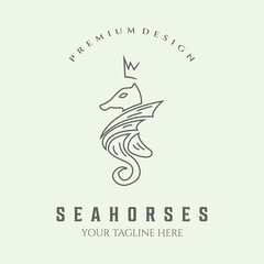 seahorses logo line art design minimalist illustration icon
