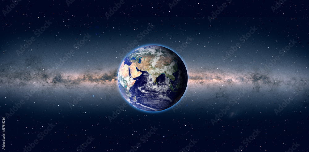 Aufkleber planet earth in front of the milky way galaxy 