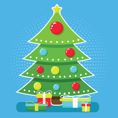 vector illustration decoration Christmas tree with flat style