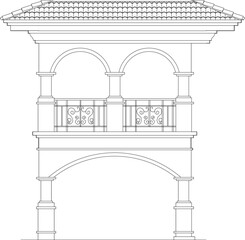 sketch vector illustration of classic gate detail with ancient feel.