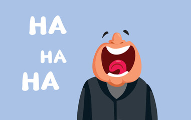 Middle Age Man Laughing Out Loud Vector Cartoon Illustration. Businessman mocking and laughing condescending 
