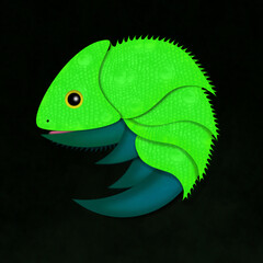 chameleon design with shape on black background