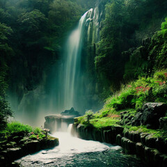 Beautiful Waterfall, AI	