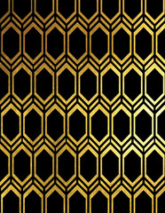 Art Deco Hive Pattern - Black and Gold