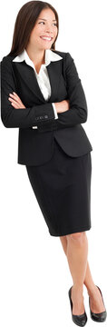 Full length of beautiful young businesswoman looking sideways isolated over white background. PNG, transparent isolated cutout, Can be superimposed on other image or background.
