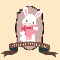 バレンタインデーにプレゼントを渡す女の子のウサギ