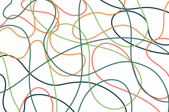 Abstract background with colored lines. Smooth and rounded lines in different colors