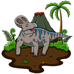 Cartoon Protoceratops in the jungle
