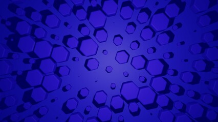 3d render. Illustration blue hexagonal background with random height and one color. suitable for your background and graphic resources.