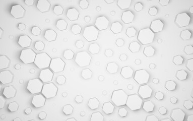 3d render. Illustration white hexagonal background with random height and one color. suitable for your background and graphic resources.