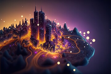 Digital illustration about technology and architecture.