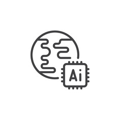 AI global technology line icon