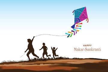 Happy makar sankranti colorful kites for festival of india background