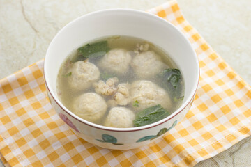 bakso. indonesian meatball served with soup and noodle