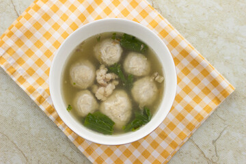 bakso. indonesian meatball served with soup and noodle
