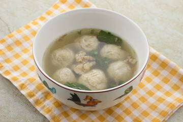 bakso. indonesian meatball served with soup and noodle