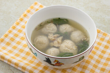 bakso. indonesian meatball served with soup and noodle