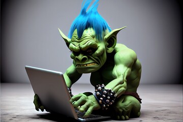Internet Troll - online trolls are a part of everyday life thanks to connected technologies that allow us safe distance to voice controversial opinions unchecked. generative AI