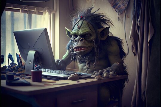 Internet Troll - online trolls are a part of everyday life thanks to connected technologies that allow us safe distance to voice controversial opinions unchecked. generative AI