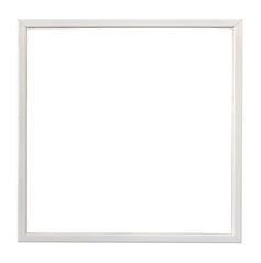 Old white wooden Image frame on a white textured wall. Photo frame with clean copy space for your content.