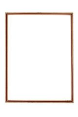 Old wooden Image frame decorated with gold on a white textured wall. Photo frame with clean copy space for your content.