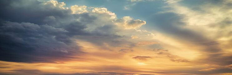 Naklejka na ściany i meble Beautiful orange sky and clouds at sunset.