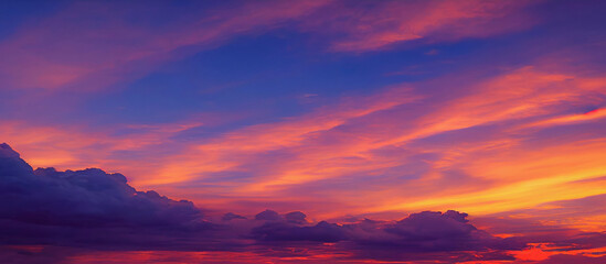 Fototapeta na wymiar Beautiful orange and purple sky and clouds at sunset.
