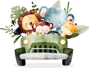 Baby safari animals in car © Stella