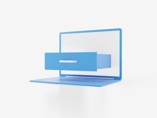 Creative on the topic of electronic document management. Service or service for working with documents and online access to documents. 3d rendering.