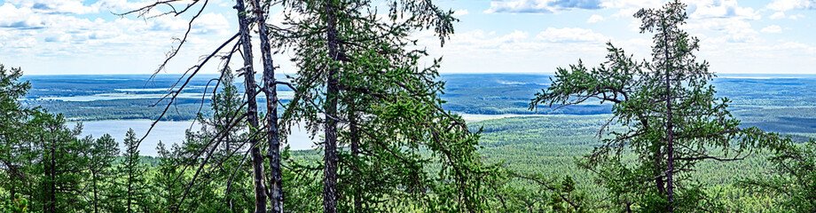 Fototapeta premium beautiful view of the wooded Ural mountains