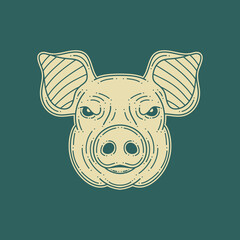 Pig head line art