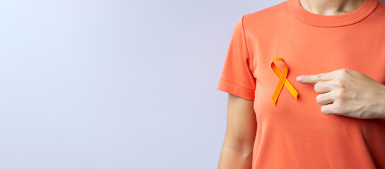 Orange Ribbon for Leukemia, Kidney cancer day, world Multiple Sclerosis, CRPS, Self Injury...