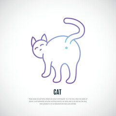 Funny cat silhouette isolated on white background. Simple Cat icon. Vector illustration.