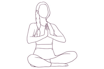 young beautiful girl doing yoga pose hand drawn style vector illustration
