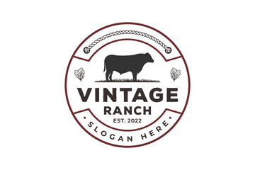 Elegant vintage livestock logo design concept