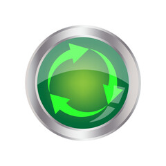 Green recycle button. Natural background. Vector illustration. Stock image.