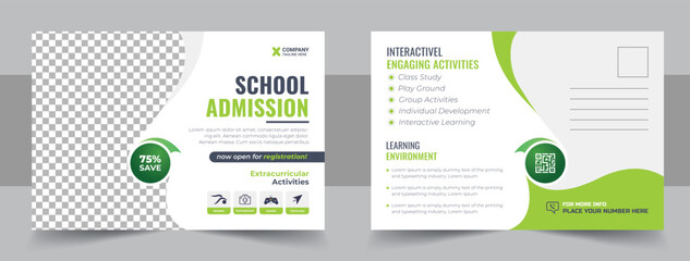 Modern professional school admission eddm postcard template, Kids back to school education admission postcard template