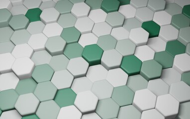 Naklejka premium 3d render. Illustration orange hexagonal background with random height and one color from a side view. suitable for your background and graphic resources.