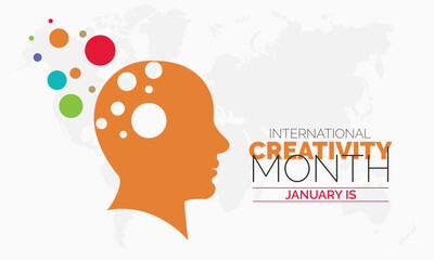 Vector banner template design concept of International Creativity Month observed on every January