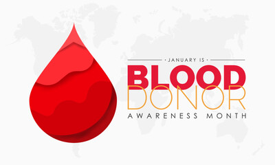 Fototapeta premium Vector banner template design concept of National Blood Donor Month observed on every January